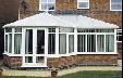 White PVCu P shape conservatory